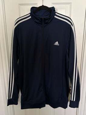 adidas Men's Essentials Warm-Up 3-Stripes Tricot Track Jacket Navy Blue XL